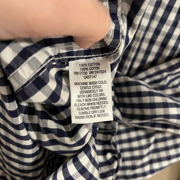 Merona Navy and White Casual Button Down Shirt - Picture 6 of 7